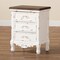 Baxton Studio Levron Traditional Walnut Brown and Antique White Finished Wood 3-Drawer Nightstand 194-11953-ZORO - alternate 10